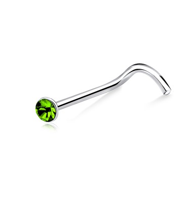 1.4mm Stone Silver Curved Nose Stud NSKB-54